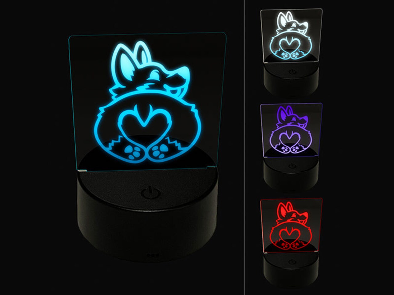 Cute Corgi with a Heart Butt 3D Illusion LED Night Light Sign Nightstand Desk Lamp